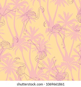 seamless flamingo pattern vector illustration