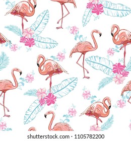 seamless flamingo pattern vector, illustration, bird, design, summer pink print textile tropical