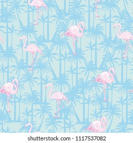 seamless flamingo pattern vector, illustration, bird, design, summer pink print textile tropical