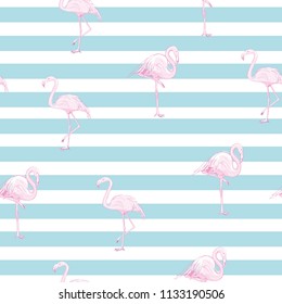 seamless flamingo pattern vector, illustration, bird, design, summer pink print textile tropical