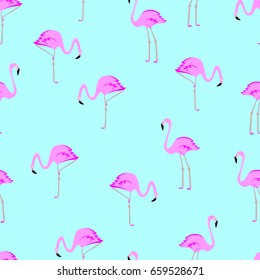 Seamless flamingo pattern vector illustration.