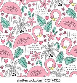 seamless flamingo pattern vector illustration