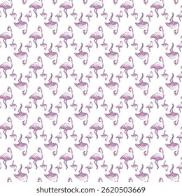 Seamless Flamingo Pattern in Watercolor Style with Soft Pastel Shades