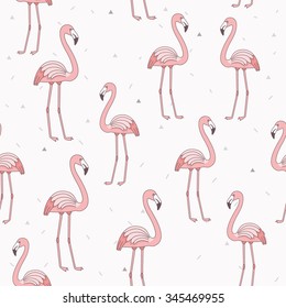 Seamless flamingo pattern for your design. Vector background.