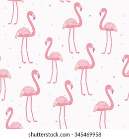 Seamless flamingo pattern for your design. Vector background.