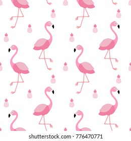 seamless flamingo and pineapple pattern vector illustration
