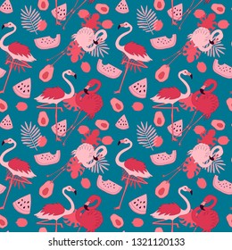 Seamless flamingo pink seamless pattern. Vector illustration