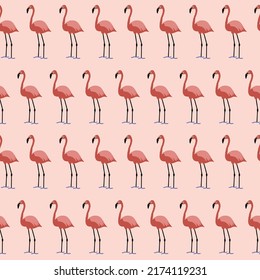 Seamless flamingo textile pattern, hand drawn flamingo print pattern
