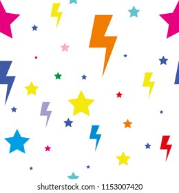 Seamless flash lightning color pattern vector