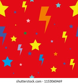 Seamless flash lightning stars pattern vector