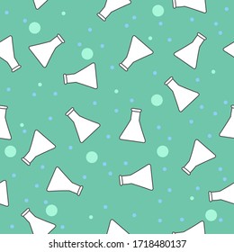 Seamless Flask Pattern, Science Background Vector.