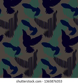 Seamless flat background. Night hunting.
Fying owls.