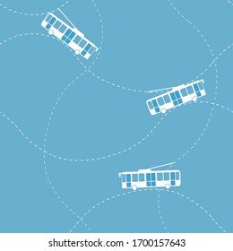 Seamless flat cartoon vector pattern with trolleybus