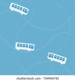 Seamless flat cartoon vector pattern with bus