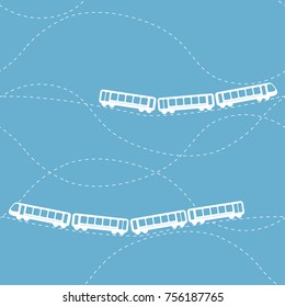 Seamless flat cartoon vector pattern with train road