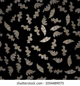 Seamless Flat design with abstract doodles on black, beige and white colors background. Colorful pattern. Vector illustration.