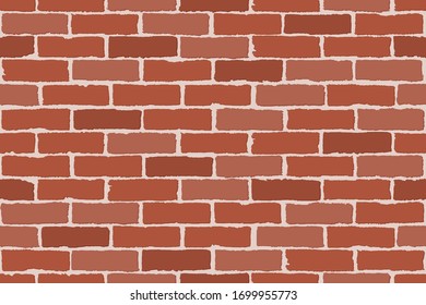 Nahtlose flache Design-Illustration der Ziegelwand. Rotes Muster mit Schatten und Leerzeichen für Text - Vektorillustration