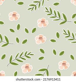 Seamless flat floral element cartoon pattern
