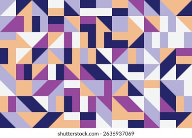 Seamless flat geometric mosaic pattern with vivid abstract shapes in vibrant tones