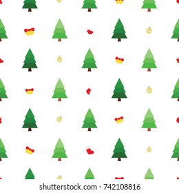 seamless flat and modern Christmas trees and accessory pattern on white background