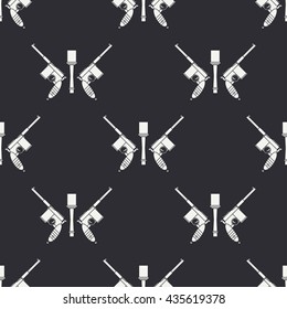 Seamless flat pattern with military equipment icons. Vector illustration. Elements for design. Ww2 army weapons collection. Graphic texture for design , wallpaper. Silhouette war pattern.