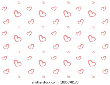 Seamless flat pattern of pink hearts. Vector graphic, illustration.