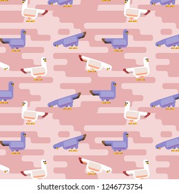 Seamless flat pigeon pattern design