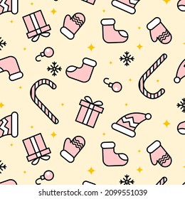 seamless Flat style Christmas Vector Illustration . Suitable for your wallpaper .