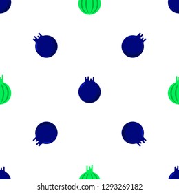 Seamless flat texture design with blueberry and gooseberry in cool flat style.