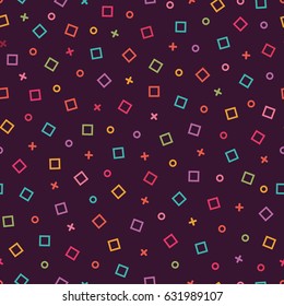 Seamless flat texture of swatches memphis pattern. Fashion 80-90s. Mosaic Decorative abstract background