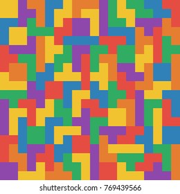 Seamless Flat UI Colors Tetris Pattern Without Lines Vector Illustration