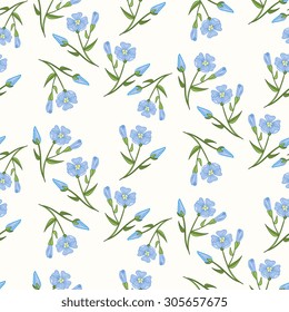 Seamless flax plant  pattern, vector flower background. Seamless texture for print, fashion, textile, fabric, home decor, shop website, label. Vector illustration