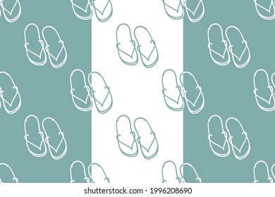 Patrón flip flop sin inconvenientes con elementos de doodles de verano dibujados a mano.Ilustración vectorial.