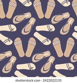 seamless flip flops pattern. color summer backdrop. repeat background. Cartoon flat illustration.