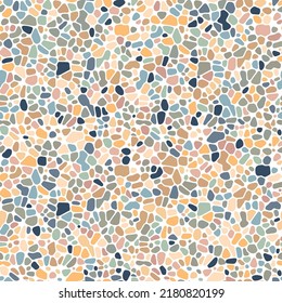 Seamless floor pattern of small bright round sea pebbles. Vector background. Decoration with tiles for paths, walls and paving. Kitchen, bathroom, garden design. Repeating texture