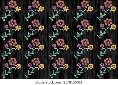 Seamless flora pattern embroidery, Indian Style. art ornament print. Design for Capet, Cover, fabric, drapery, table linens, and for clothing 