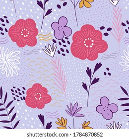 seamless floral abstract background. flowers and leaves