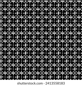 Patrón abstracto floral sin soldadura en color negro en forma de entramado sobre fondo blanco