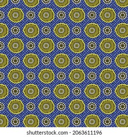 Seamless floral abstract Pattern with Flowers on blue Background