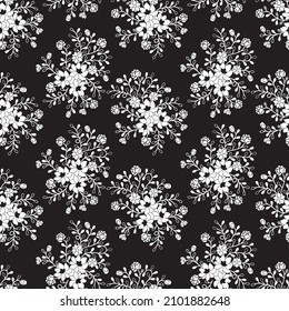 Seamless floral abstract Pattern with Flowers on Black Background. Use for all kinds of print design