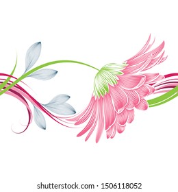 Seamless floral abstract pattern with hand-drawn gerbera flower. Element for invitations, greetings, cards, wrapping paper, wallpaper.