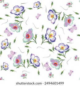 Seamless floral abstract pattern for printing,wallpaper, fabric, covers. Beautiful elegant modern flowers