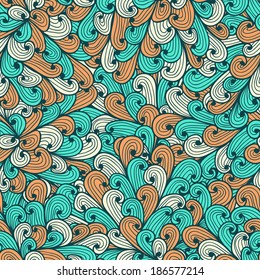 Seamless floral abstract pattern with swirls