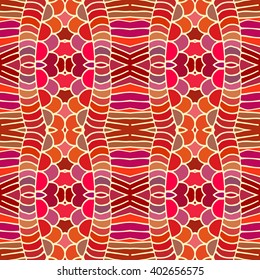 Seamless floral abstract squama, hand-drawn vector background pattern, waves with leaves