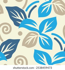 Seamless floral abstract wave pattern. Vector Illustration.