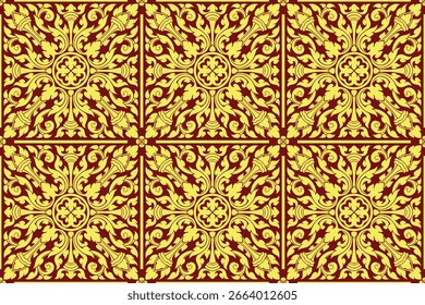 Patrón arabesco floral sin costuras en el motivo del estilo del damasco conveniente para el Fondo de pantalla, la cortina, la ropa, la materia textil, el azulejo y el diseño aislado de la tela ilustración Vector Archivar archivo EPS.
