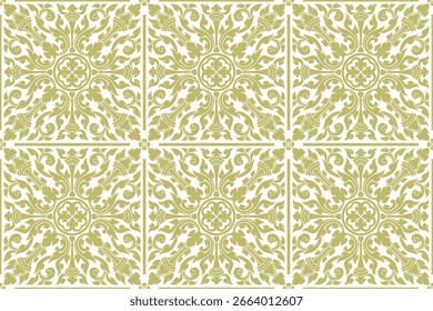 Padrão arabesco floral sem costura em estilo damasco motivo adequado para papel de parede, cortina, roupas, têxteis, azulejo e tecido design isolado ilustração vetor arquivo EPS.