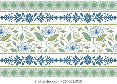 Seamless floral art created with one line sketch. Abstract flower repeat for home textile and clothing fabric.

