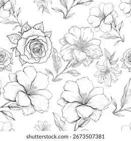 Seamless floral art pattern design illustration