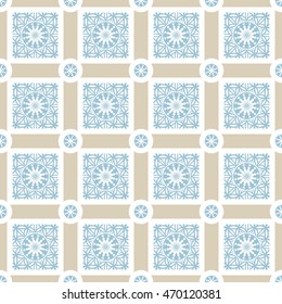 Seamless floral azulejo style pattern. Inspired by old moroccan, arabian and turkish ornaments